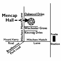 Location map of Mencap Hall, meeting place of the Club